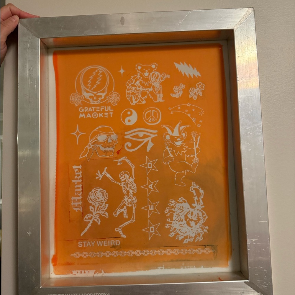 Orange and White Graphic Art Screen